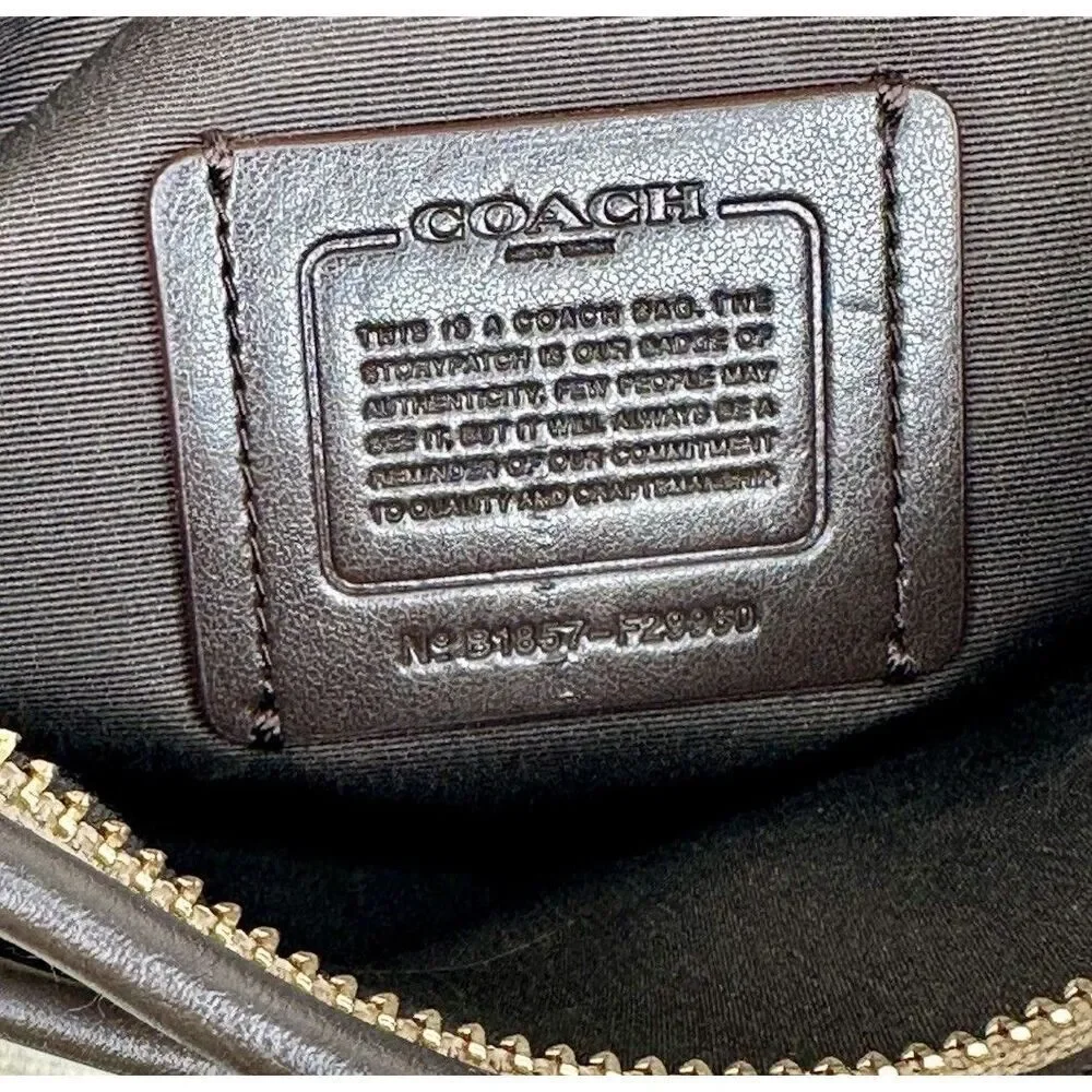 COACH Signature Shoulder Crossbody Bag F29960 Canvas Leather Beige & Dark Brown